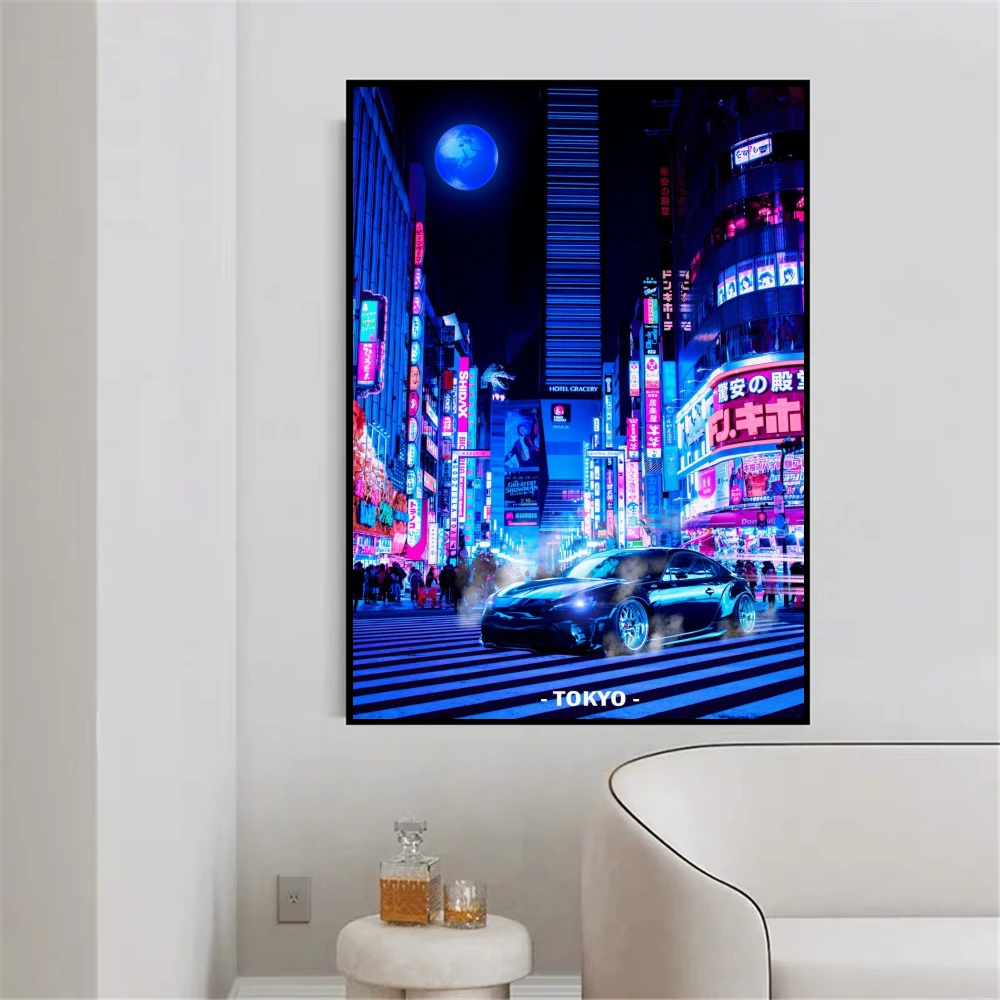 Токио уличные дрейф автомобиль wall art Печать плакатов дома украшение гостиной и