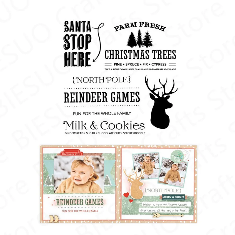 

Pine and Elk Clear Stamps and Metal Cutting Dies Stencils For DIY Craft Making Greeting Card Scrapbooking Christmas New Arrived