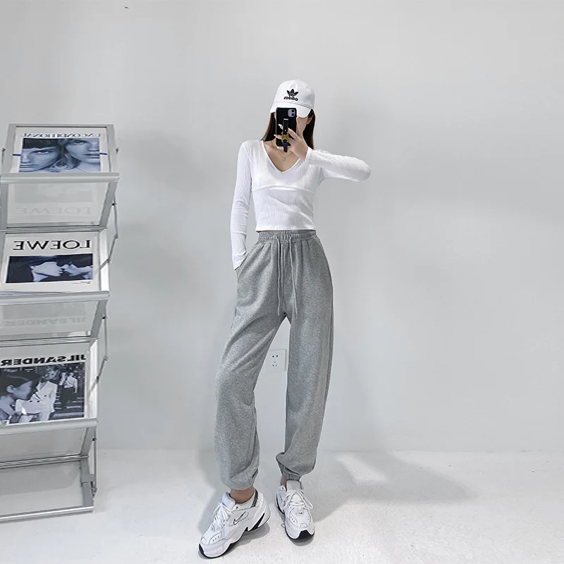 

GUUZYUVIZ Black High Waist Harem Pants Plus Size Loose Casual Trousers Women