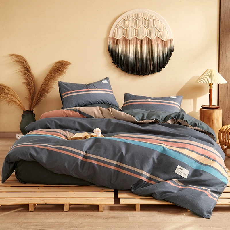 

4pcs Dark Plaid Bedding Set Printed Bed Sheet Flat Sheet Bed Skirt Bed Spread Bed Cover Quilt Cover King Queen Twin Size