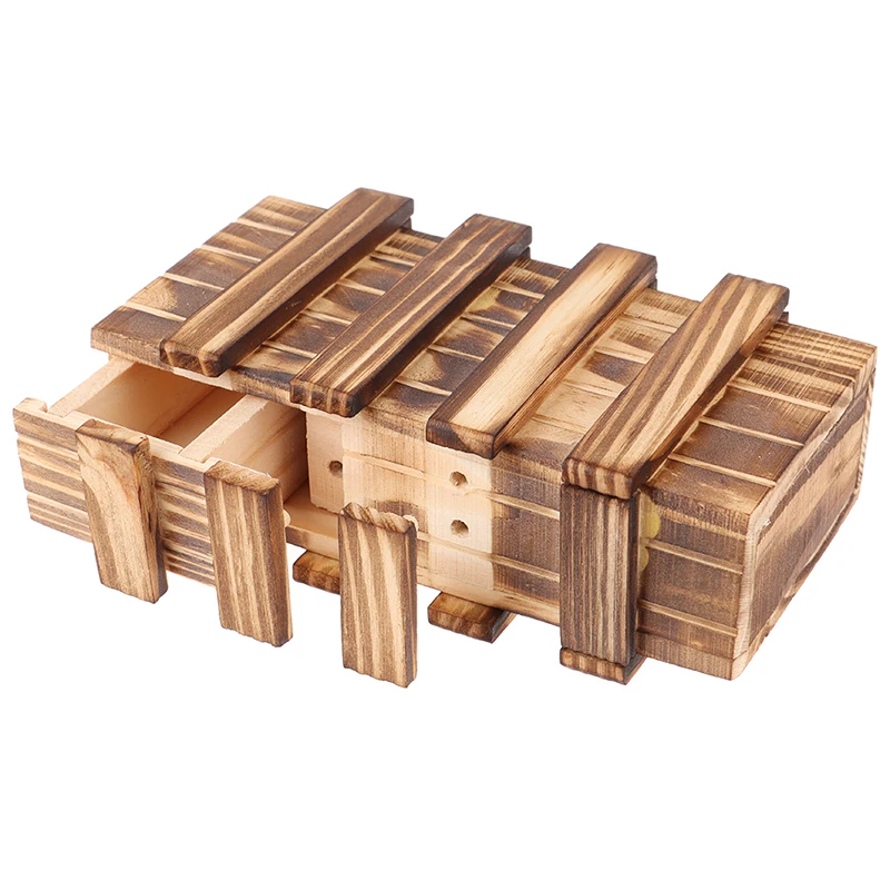 

1 Pc Vintage Wooden Puzzle Box Brain Teaser Wooden Toys with Secret Drawer Magic Wood Compartment Puzzles Boxes Kids Toy Gift