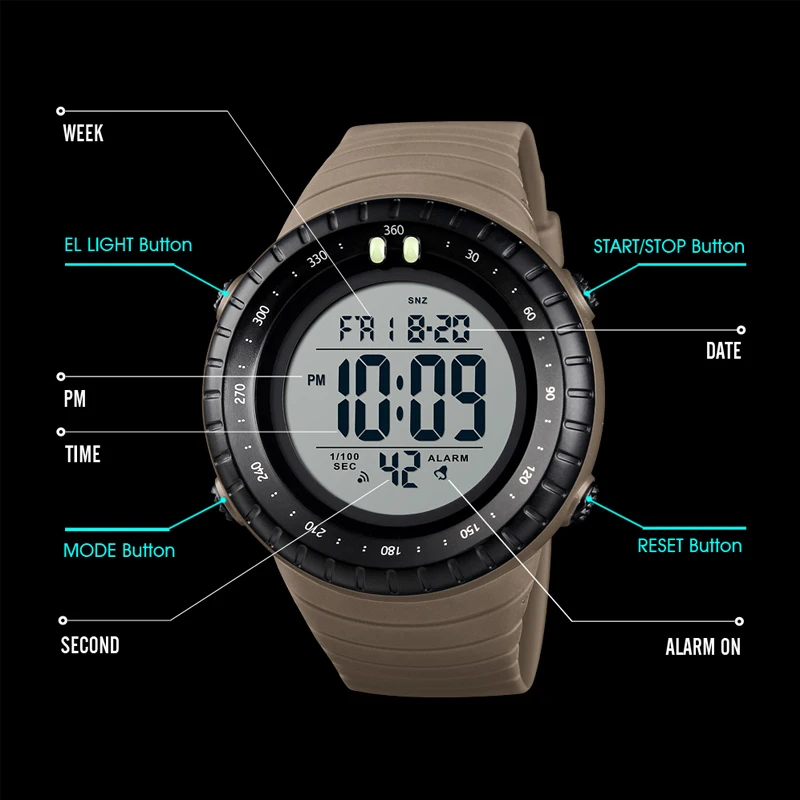Роскошные Секундомер мужские Спортивные Часы Лучший Бренд SKMEI Мужские Double Time