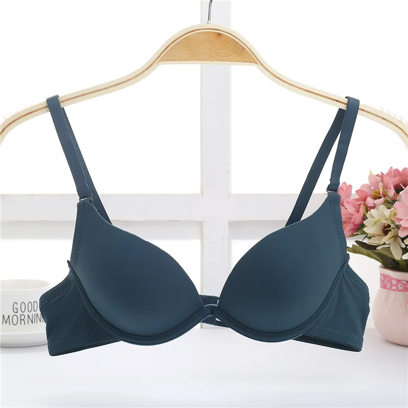

Summer Women Deep V Black Sexy Soft Bra gathered Small Chest girl bra support small breast push up bra