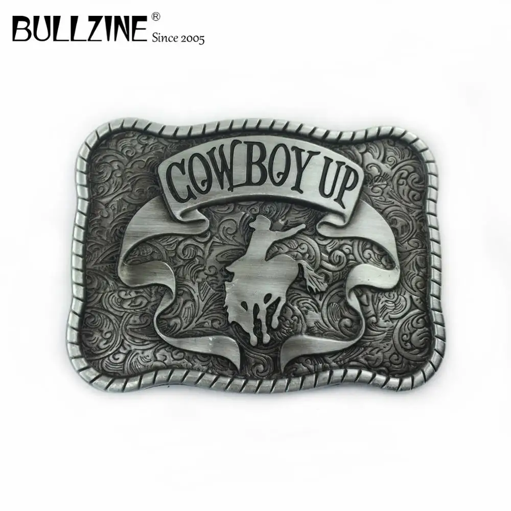Пряжка для ремня Bullzine Cowboy up с Оловянным покрытием FP-02961 подходит шириной 4 см | Дом