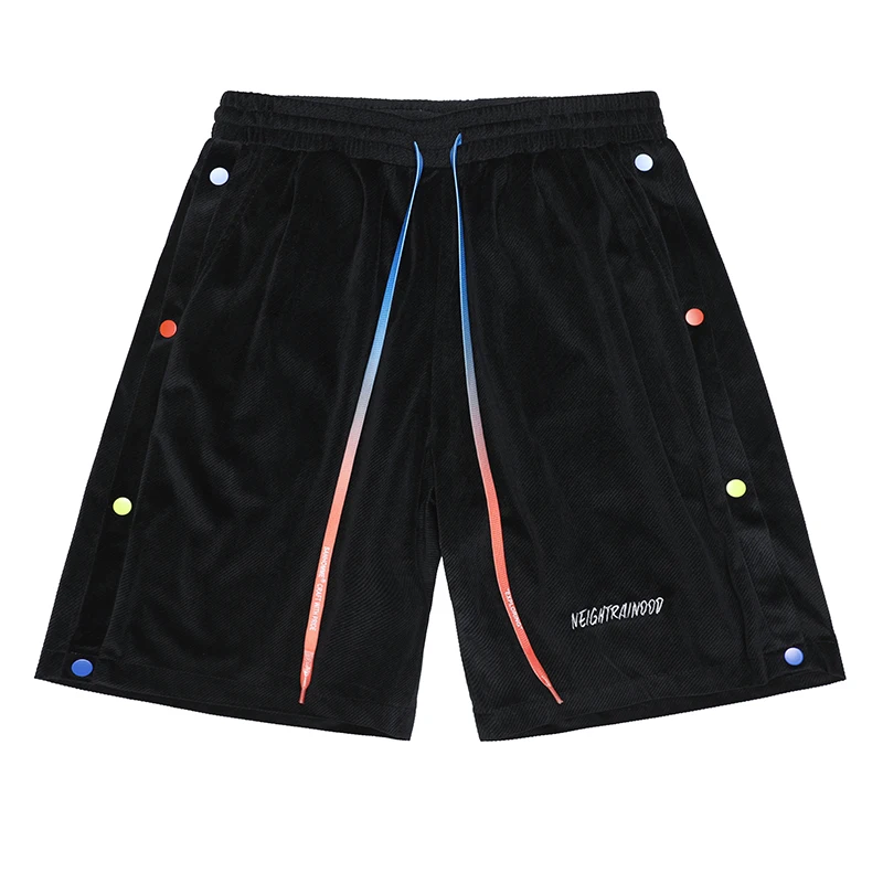 

Summer Side Breasted Rainbow Drawstring Casual Shorts Men Korean Fashion Loose Sweatpants Kpop Couple Sports Pants Harajuku Male