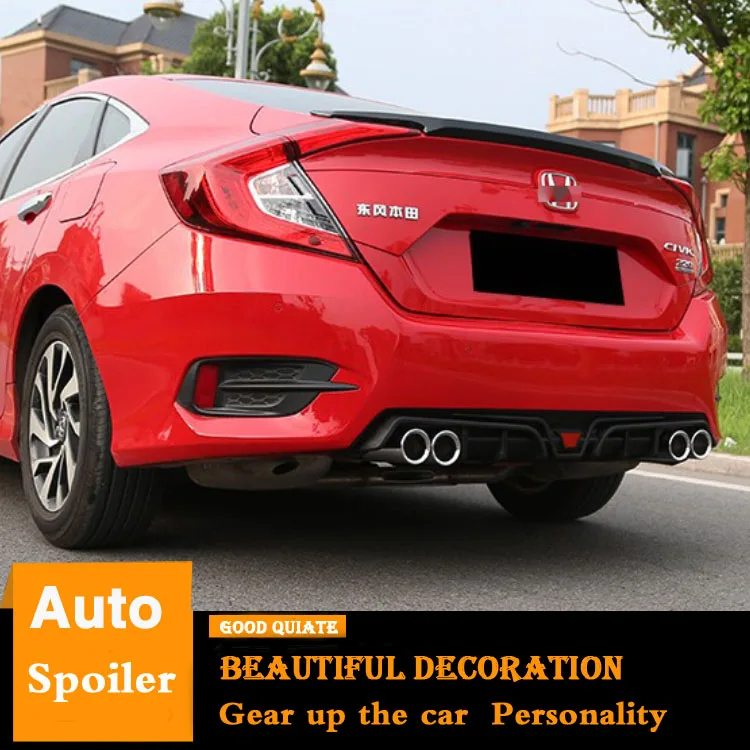 Для 2016 2018 Honda Civic задний диффузор спойлер PP пластиковый автомобильный губа на