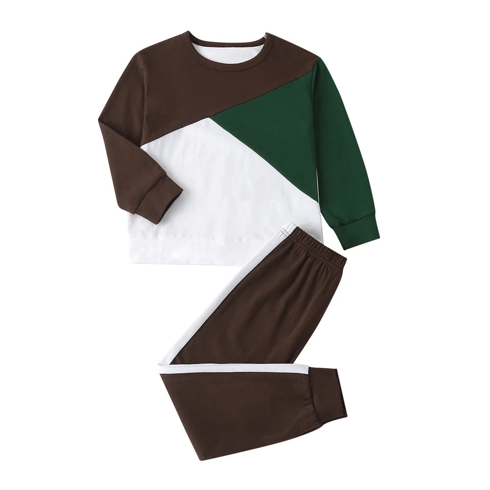 

Children Clothes Color Patchwork Kids Girls Winter Tracksuit Children Crew Neck Top and Long Pants Casual Suit Baby Outfit