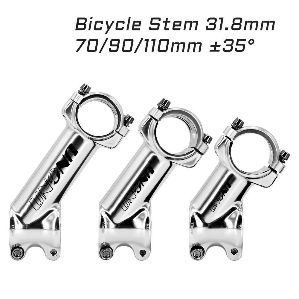 

35degree Glossy Silver Bike Stem 31.8 Bicycle Stem 35 70/90/110mm Bike Handlebar Stem Road Bike Stem bmx Mountain Bike Parts