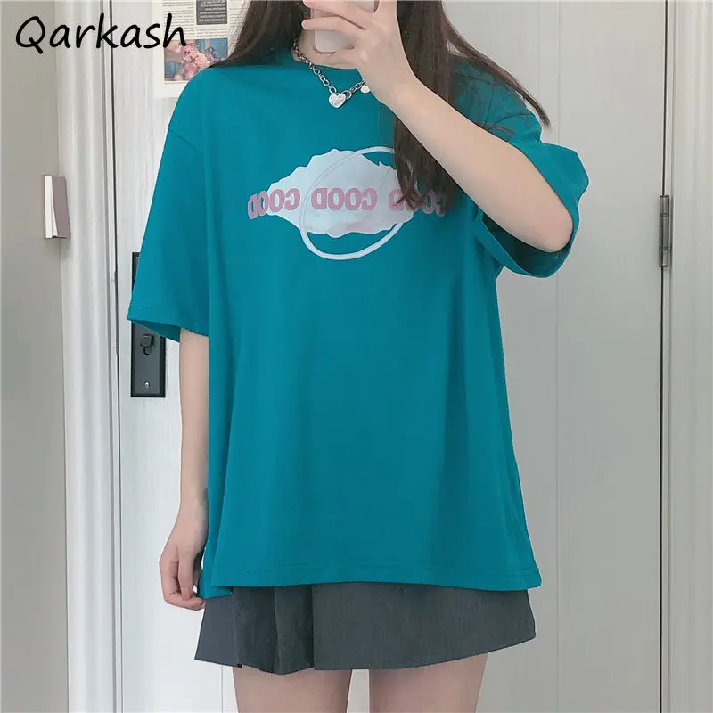 

Футболки женские свободные, одежда в Корейском стиле, летние топы, женские рубашки, новая уличная одежда с круглым вырезом и надписью для др...