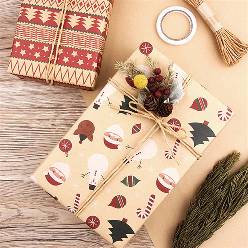 50*70cm Gift Wrapping Paper Wind Birthday Christmas Decoration Diy Bag Kraft New Year Decor | Дом и сад