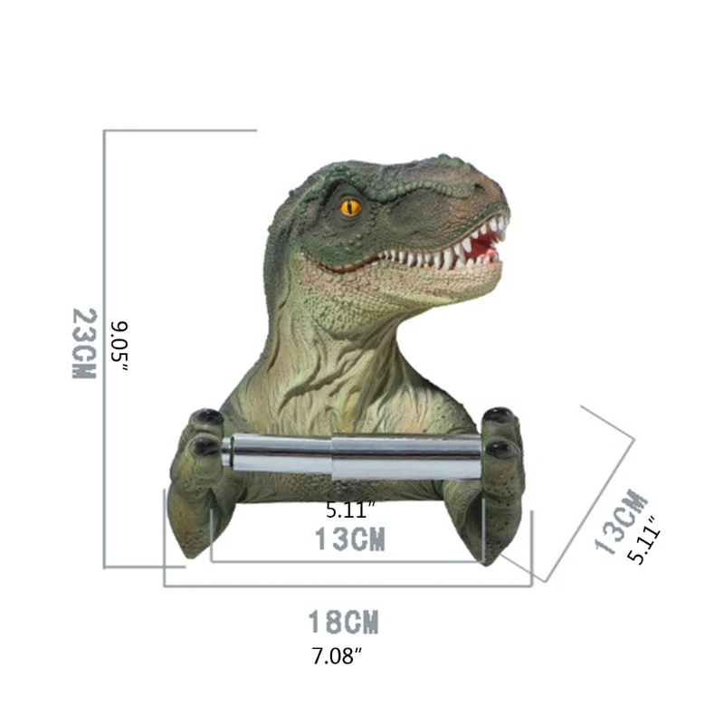 

3D Dinosaur Roll Paper Holder Wall-mounted Toilet Paper Rack Tyrannosaurus Decorative Tissue Towels Holder for Bathroom Home