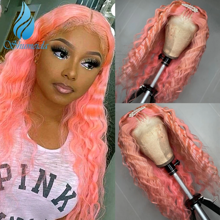 

SMD 13*1*6 розовый Синтетические волосы на кружеве парики из натуральных волос Remy бразильские волосы глубокая волна парик синтетические парики...