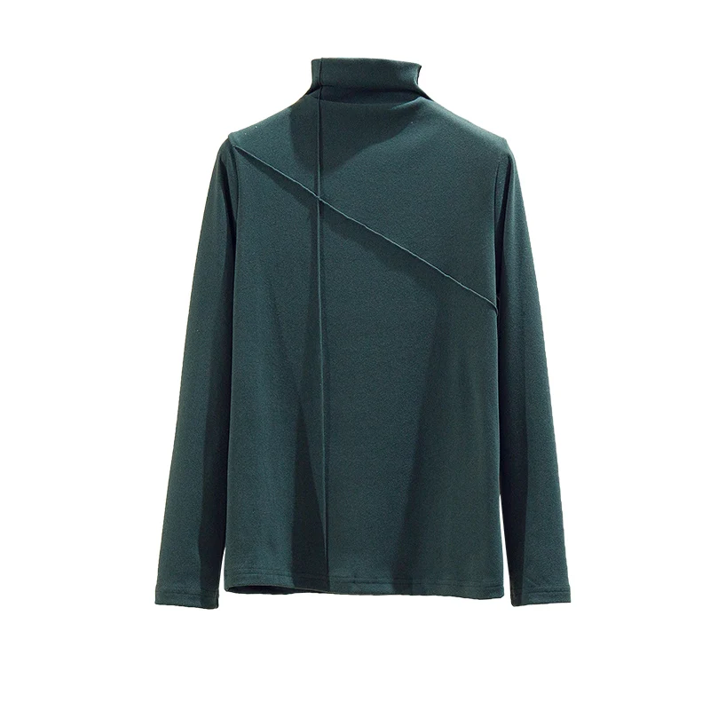 Autumn Women Turtleneck Blouse Female Long Sleeve Solid Basic Tops Cotton T-Shirt | Женская одежда