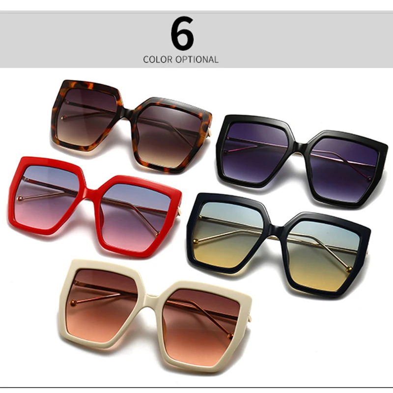 

Vintage Fashion Oversized Square Sunglasses Women Luxury Brand Designer Retro Travel Big Frame Metal Sun Glasses Shades UV400