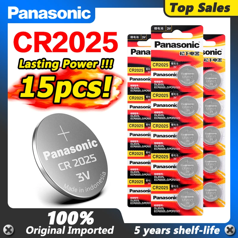 15 X Оригинальный Новый аккумулятор для PANASONIC cr2025 3v кнопочные батарейки часов