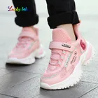 Детские кроссовки для девочек, дышащие сетчатые кроссовки для бега, модная повседневная спортивная обувь для девочек, весна 2021