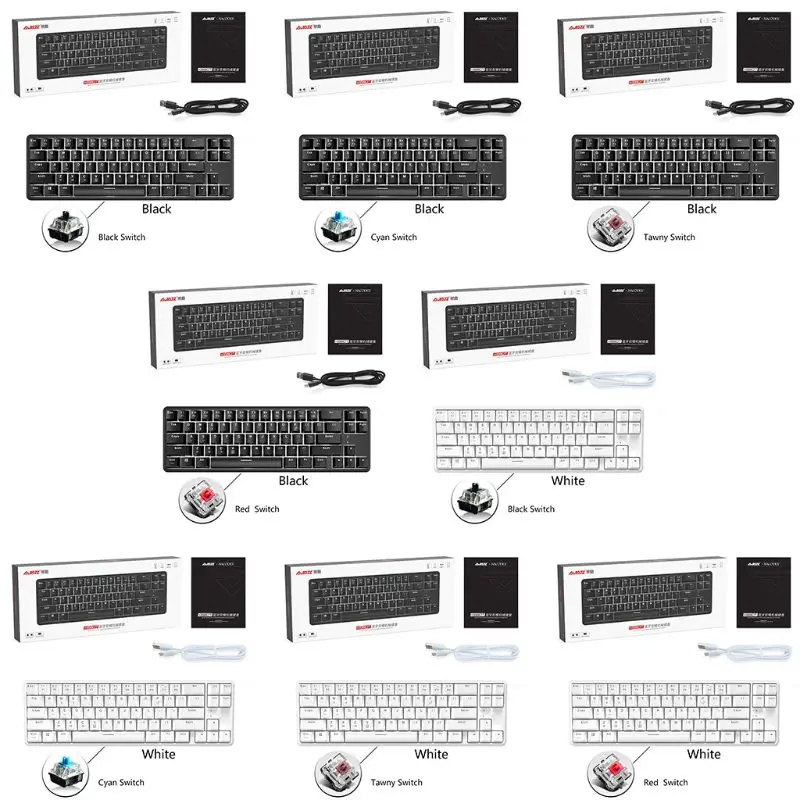 

Wired Bluetooth-compatible 68 Keys with Anti-ghosting Design Mechanical Keyboard for Ajazz K680t Different Backlight Modes