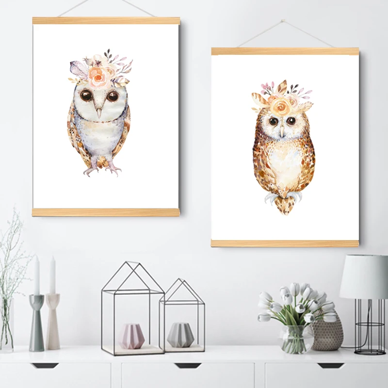 

Initials Name Custom Prints Flowers Letter Canvas Scroll Painting Owl Nursery Poster Wall Pictures Baby Girl Bedroom Decor Gift