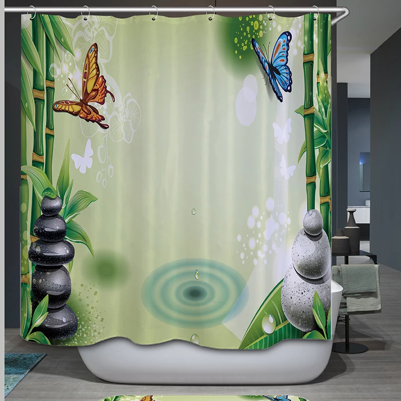 

tulip shower curtain butterfly bathroom curtain waterproof drop shipping