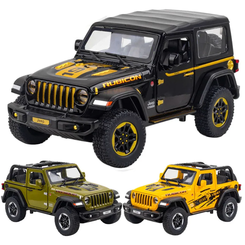 

1:20 Jeep Wrangler Car Model Diecast Alloy Car Toy Rubicon 1941 Sound Light Pull Back Collection Toy Car For Children Christmas