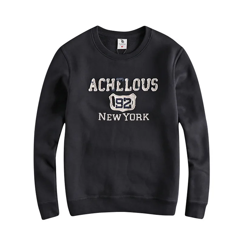 

men harajuku hoodie Trendy personality patch embroidery letter pattern plus velvet warm men's sweater long sleeve sweatershirt