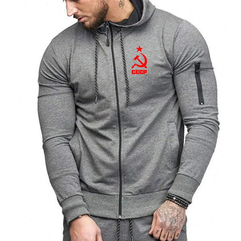 

Men Hoodies Unique CCCP Russian USSR Soviet Union Print Casual Hooded Mens Jacket Brand Sweatshirt Casual Fashion Tracksuits