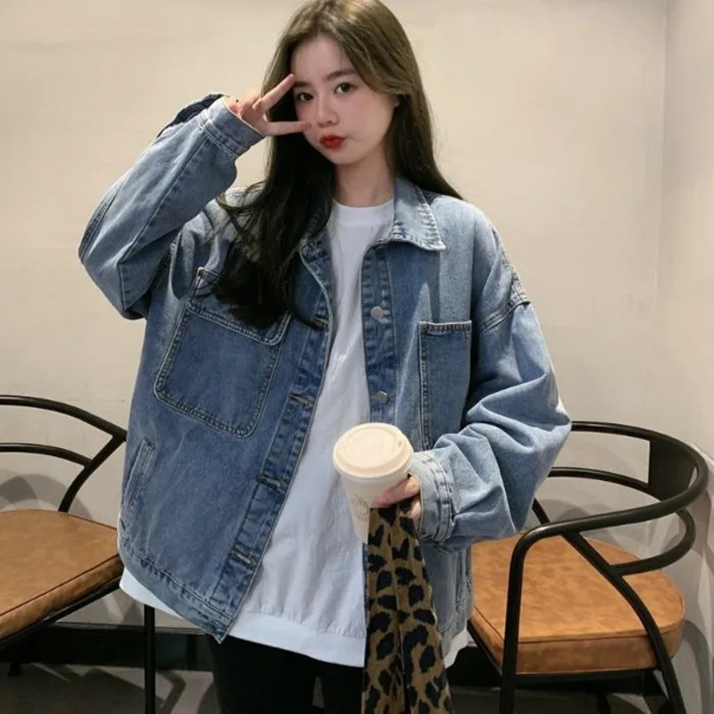 Однотонная джинсовая куртка женские джинсы куртки-бомберы для женщин пальто