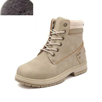 Beige fur Новые женские ботильоны Женская зимняя обувь ботинки на шнуровке; женская Bota Для женщин ботинки Обувь на теплом меху Dr мотоботы для ботинки Мартин, женская обувь - Цвет: Beige fur