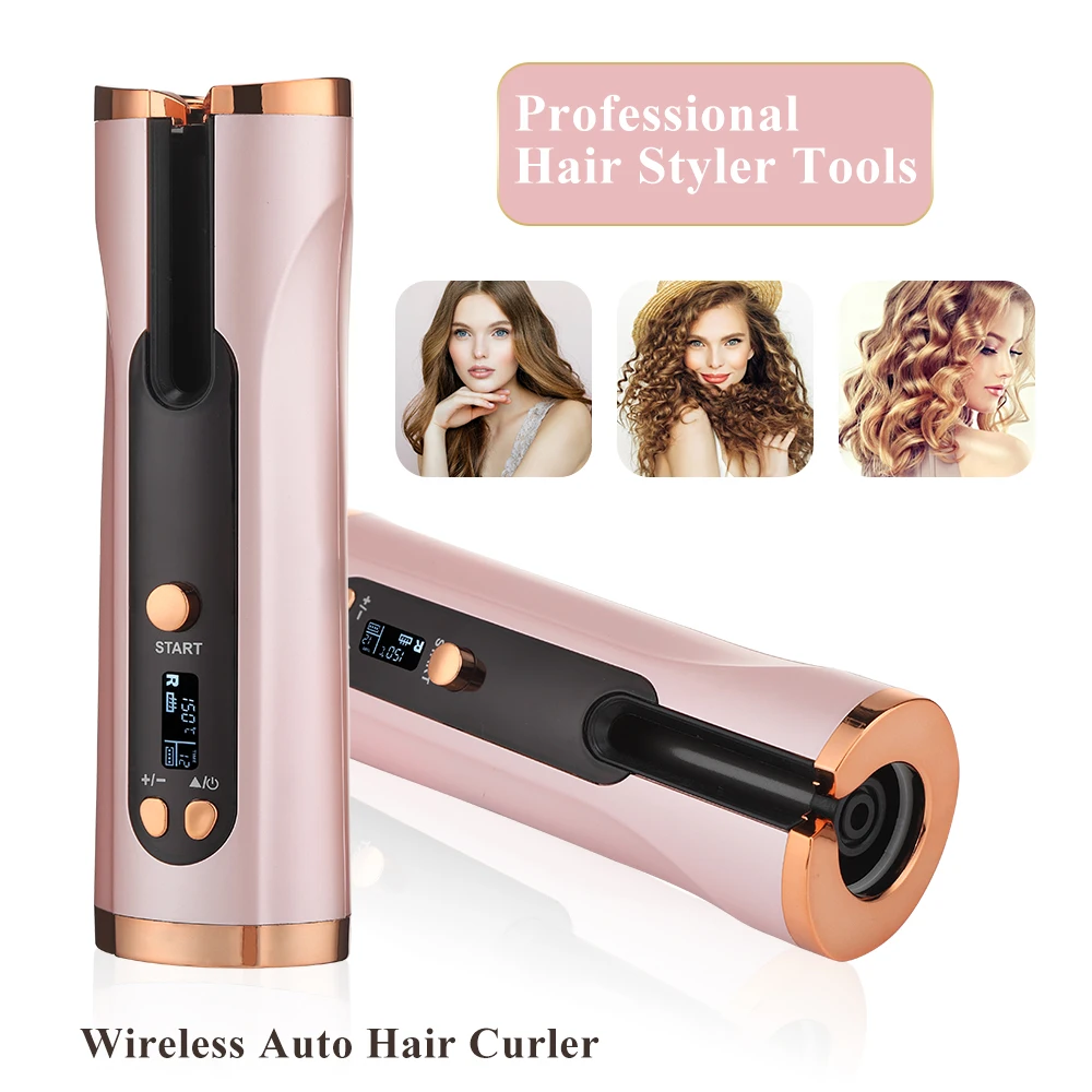 

Automatic Electric Hair Curler Auto Ceramic Wireless Curling Iron Professional Hair Waver Crimper Beach Waves Iron Curling Wand