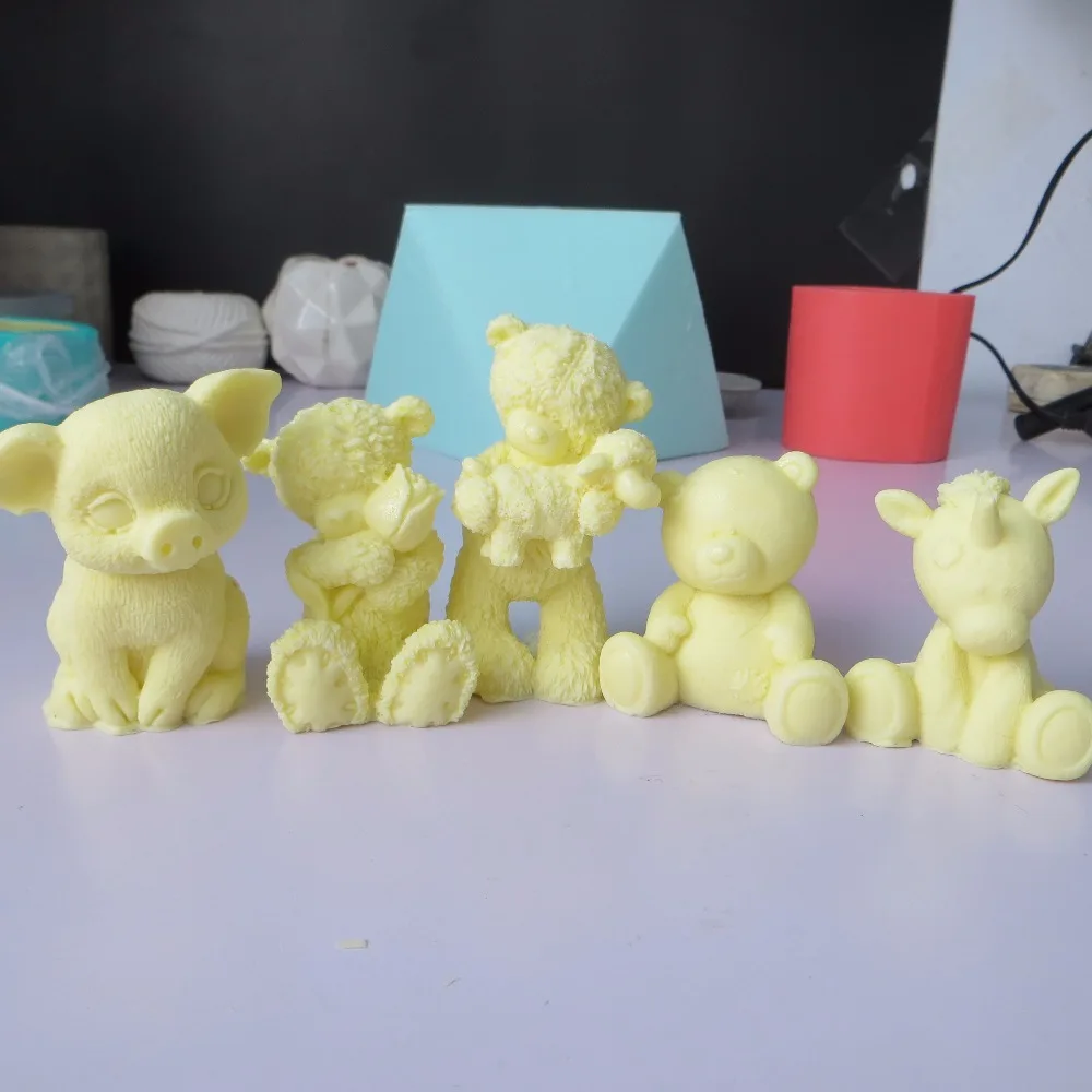 

3d Teddy Bear with Rose Silicone Mold Fondant Mould Chocolate Mousse Cake Molds Candle Silicone Mold Resin Clay Molds