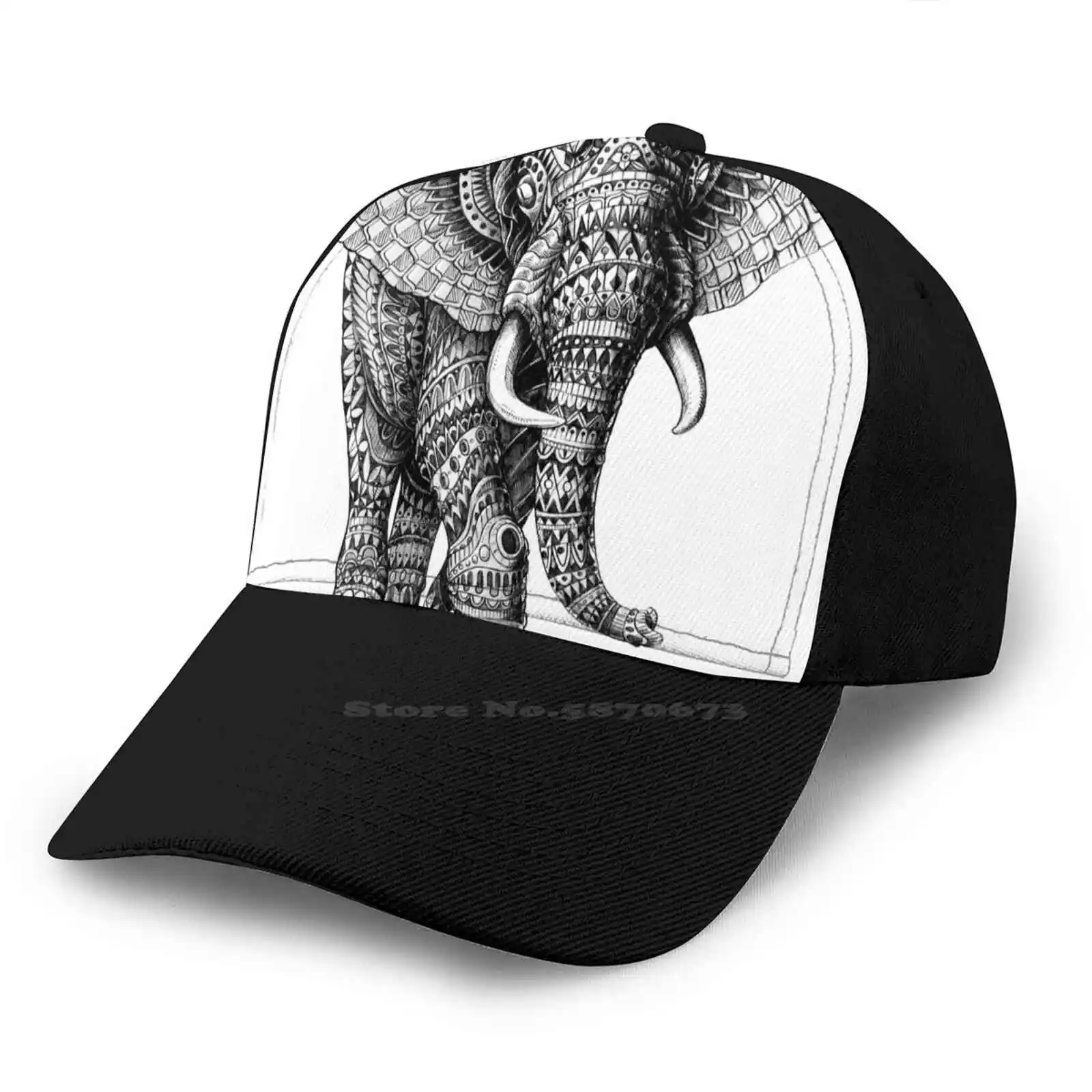 С орнаментом слона V.2 бейсбольная кепка с изогнутыми краями в сеточку слон
