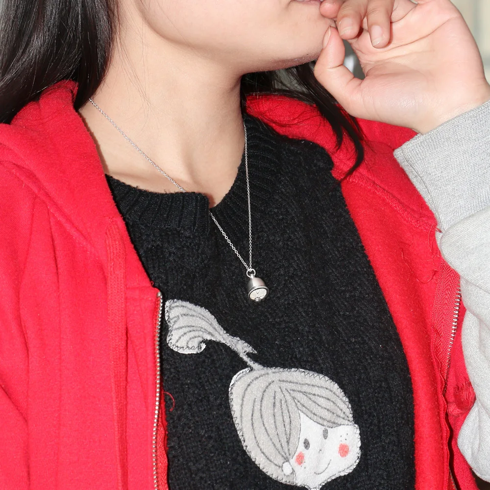 Подарок на Новый год 925 серебро колокол ожерелья с милой Кулоны из нержавеющей