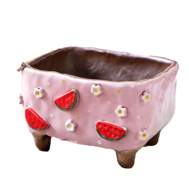 Полипропиленовая тарелка большой горшок из сырого камня с цветами нескольких