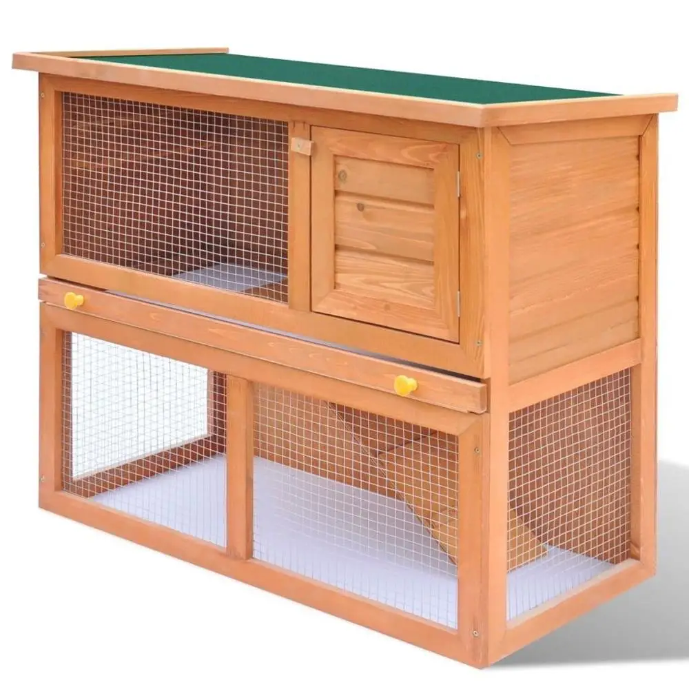 

Outdoor Rabbit Hutch Small Animal House Pet Cage 1 Door Solid Pine Wood Easy Assemble[US-Stock]