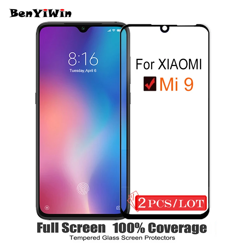 2 шт. 100% оригинальное закаленное стекло с полным покрытием для XIAOMI Mi 9 Mi9 защита
