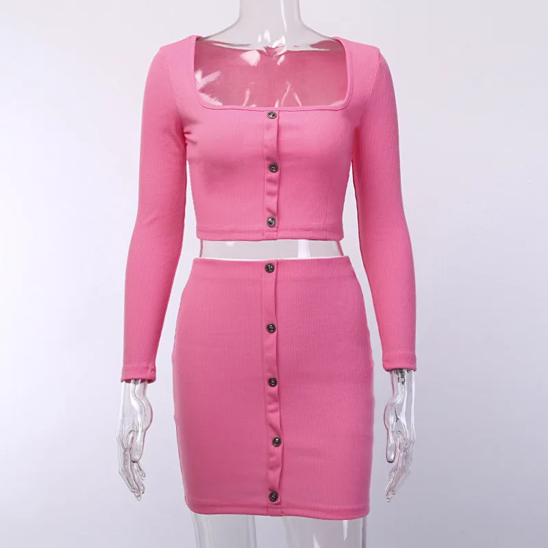 Женский комплект из двух предметов с вырезом лодочкой неоновый оранжевый