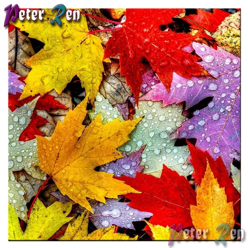 5d алмазная живопись цветные кленовые листья сделай сам полный квадрат круглая
