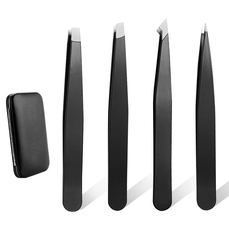 

Tweezers 4 in 1 Set Stainless Steel Tweezers Suitable for Eyebrow and Facial Hair Removal