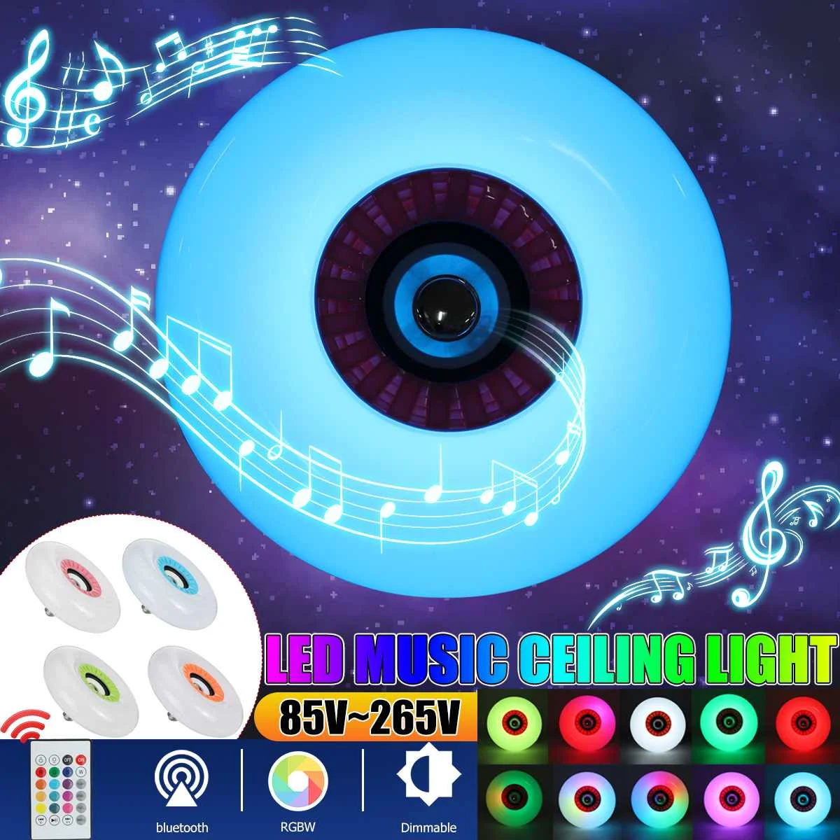 

48W E27 LED Ceiling Light RGB Dimming bluetooth Music Light LED Fixtures Remote Control Ceiling Lamp for Living Room Lighting