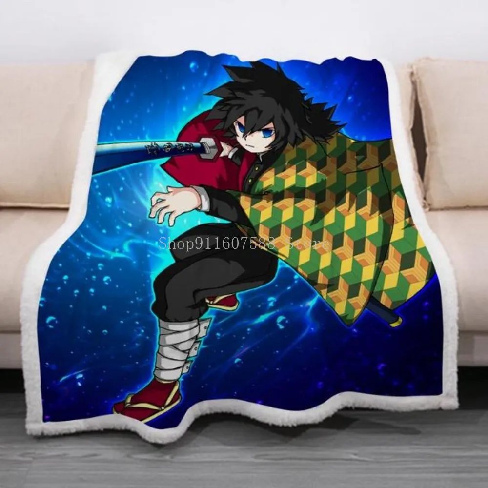 

Demon Slayer Anime Blanket Home Decorative Cartoon Spring/Autumn Fleece Blankets For Children Kids Bedding Custom
