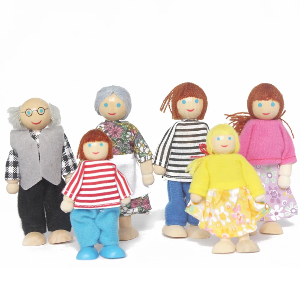 Миниатюрный деревянный Семья люди в этой одежде отличная фигурка кукол