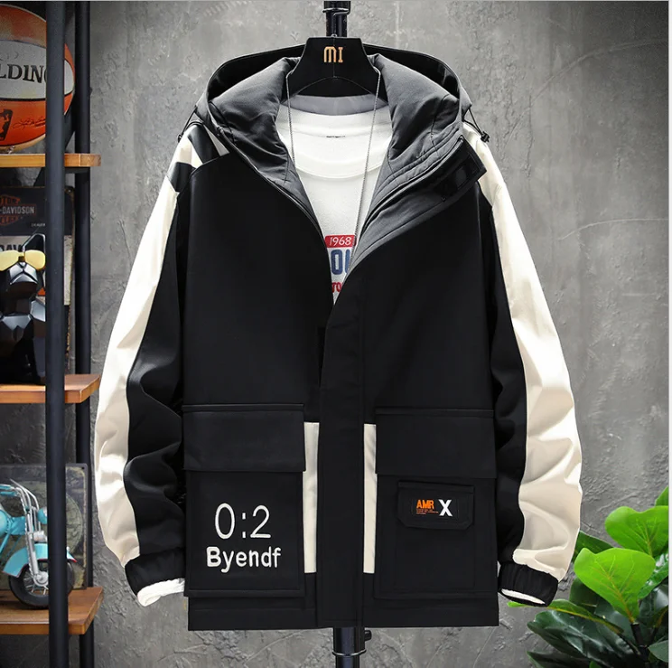 

Men's coat 2020 new autumn fashion ins color matching loose work jacket Korean couple casual coat 4XL