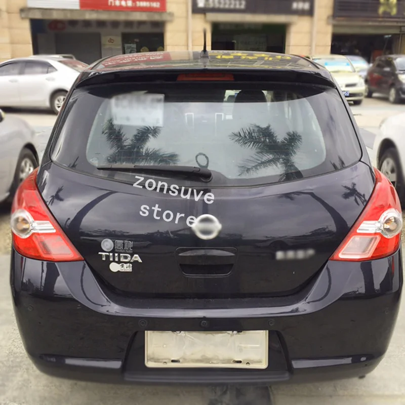 Подходит для Nissan Tiida 2005 2010 лет спойлер из АБС пластика углеродного волокна вид