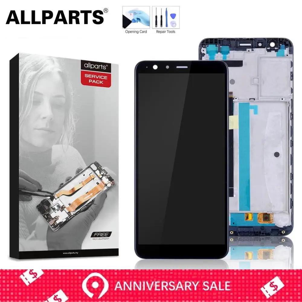 Дисплей для Asus Zenfone Max Plus M1 ZB570TL LCD в сборе с тачскрином на рамке Оригинал черный