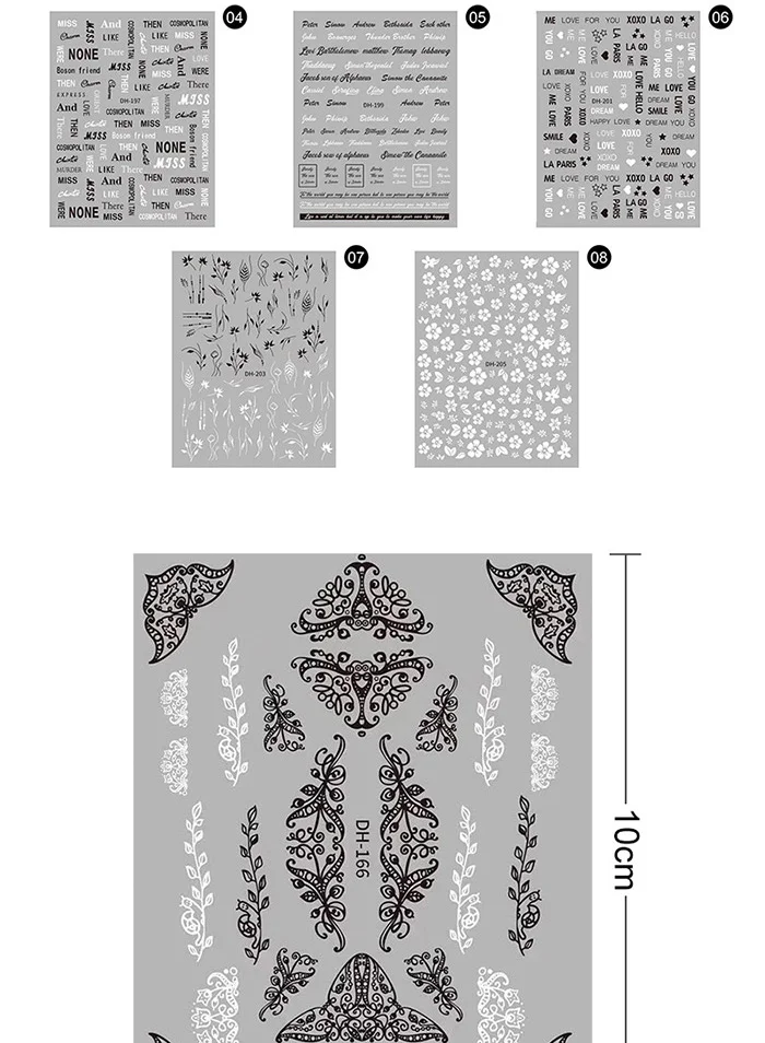 1 Sheet 3D Nail Stickers Self-adhesive Stripe Shape Flowers Element Mixed Patterns Transfer Decals Nail Decoration for Nail Art