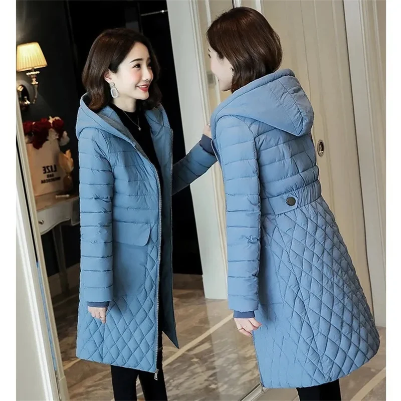 Female 2021 Winter Jacket Slim Lightweight Cotton Jacket Waist Waist Thinning Multi-padded Jacket Women's Cold-proof Cotton Coat