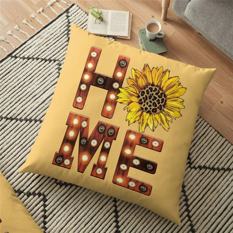 

Merry christmas cushion Cover Sunflower Home Letter Printed 45*45cm Christmas Pillowcase Gifts Xmas Cushion Decorative for home