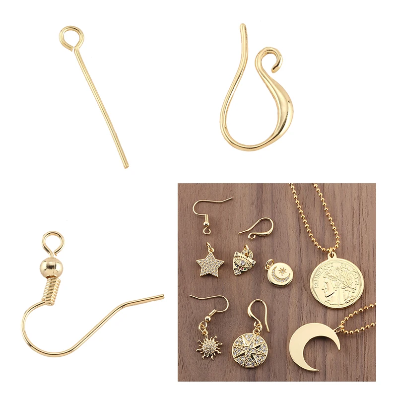 Earring Hooks for Jewelry Making Supplies Diy Accessories Metal Copper Gold Findings 10pcs Safe Material | Украшения и аксессуары