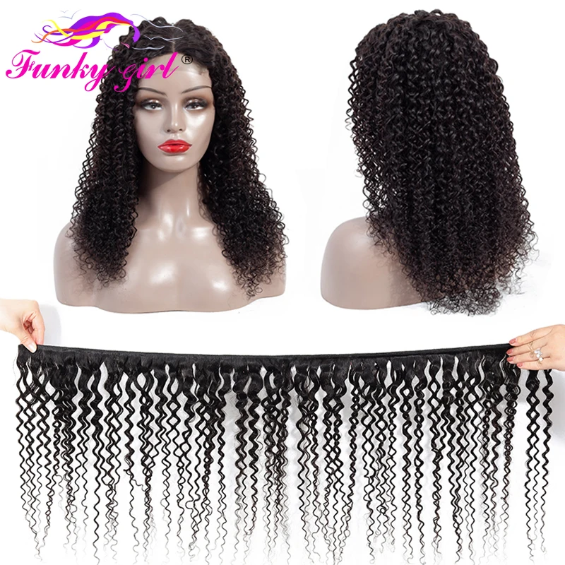 Funky Girl 4*4 парик на шнуровке для черных женщин вьющиеся человеческие волосы парики