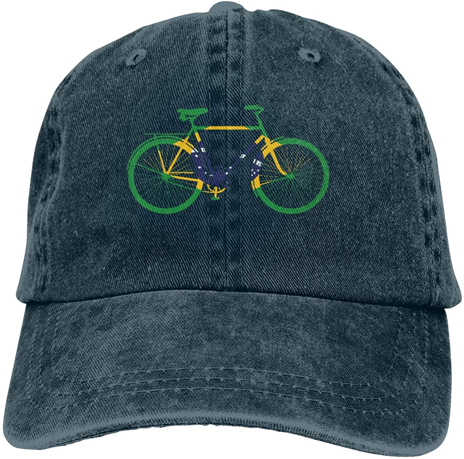 

Bicycle Brazil'S National Flag Flag Sports Denim Cap Adjustable Unisex Plain Baseball Cowboy Snapback Hat